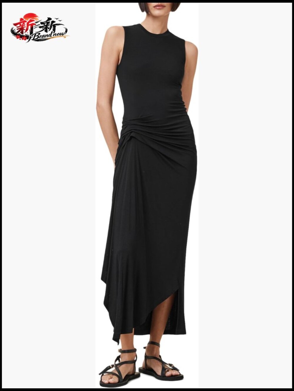 AllSaints Rivi Sleeveless Dress W166DC Black Size M Women's Formal Midi Dress